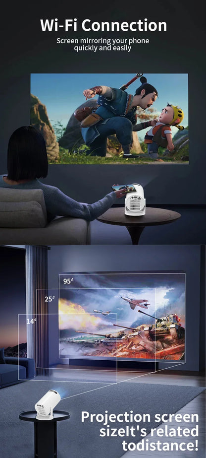 The 2026 new HY300 mini WiFi projector, with its high-definition picture quality, creates an immersive home theater experience