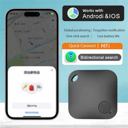 Smart Bluetooth GPS Tracker for Keys & Pets with Android and iOS compatibility and quick connect features.