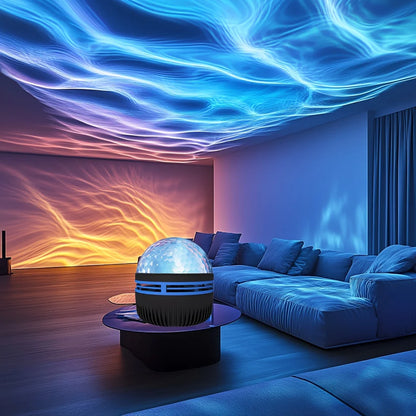 Starry Sky Galaxy Ocean Wave Projector Light USB 7Modes LED Night Lamp Auto Rotate Perfect for Home Room Party Bar Ceiling Decor