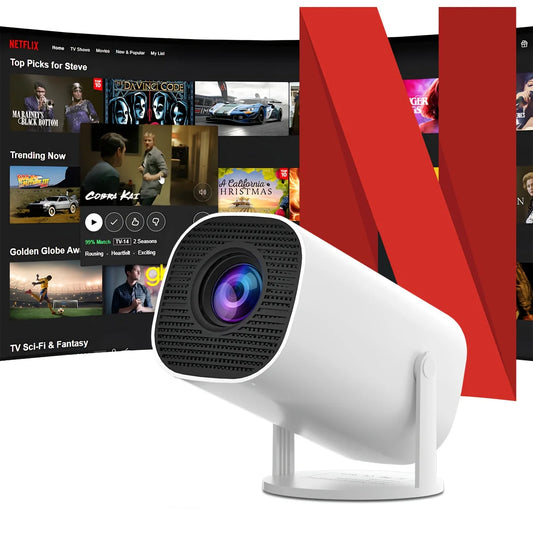 Mini Projector Support 4k and Native 1080P with Android 11, WiFi 6 & BT 5.0 Support, Airplay and Miracast Compatible