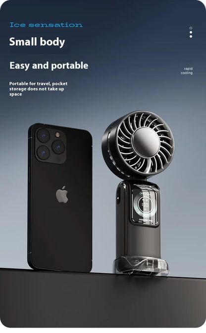 Portable Ice Cooling Fan High-Speed Digital Display Rechargeable Aromatherapy Cold Cooling Electric Fans for Office School