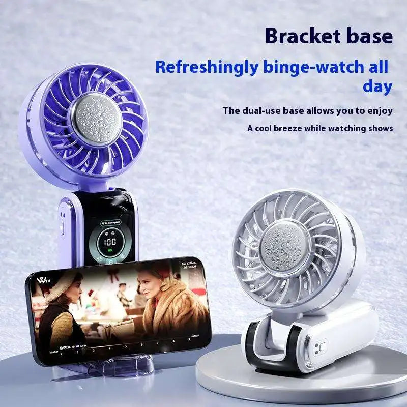 Portable Ice Cooling Fan High-Speed Digital Display Rechargeable Aromatherapy Cold Cooling Electric Fans for Office School