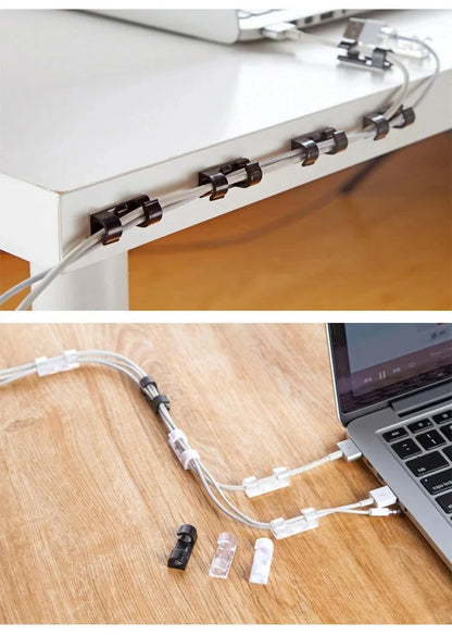 Cable Organizer Clips Cable Management Desktop & Workstation ABS Wire Manager Cord Holder USB Charging Data Line Bobbin Winder