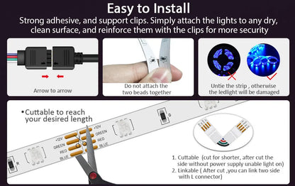 LED Strip Lights RGB 3535 ,5V 1M-30M,16 million colors, RGB , Led Strip Lighting Music Sync, Color Changing for Party Home