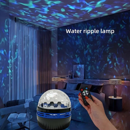 Starry Sky Galaxy Ocean Wave Projector Light USB 7Modes LED Night Lamp Auto Rotate Perfect for Home Room Party Bar Ceiling Decor