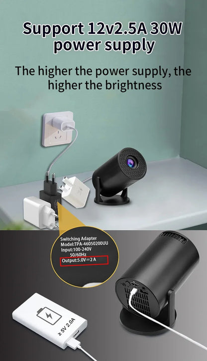 Mini M5 projector, supports 480P 50ANSI, Wireless Screen Mirroring,USB Plug,adjustable 180° projection angle,Glow Party Supplies