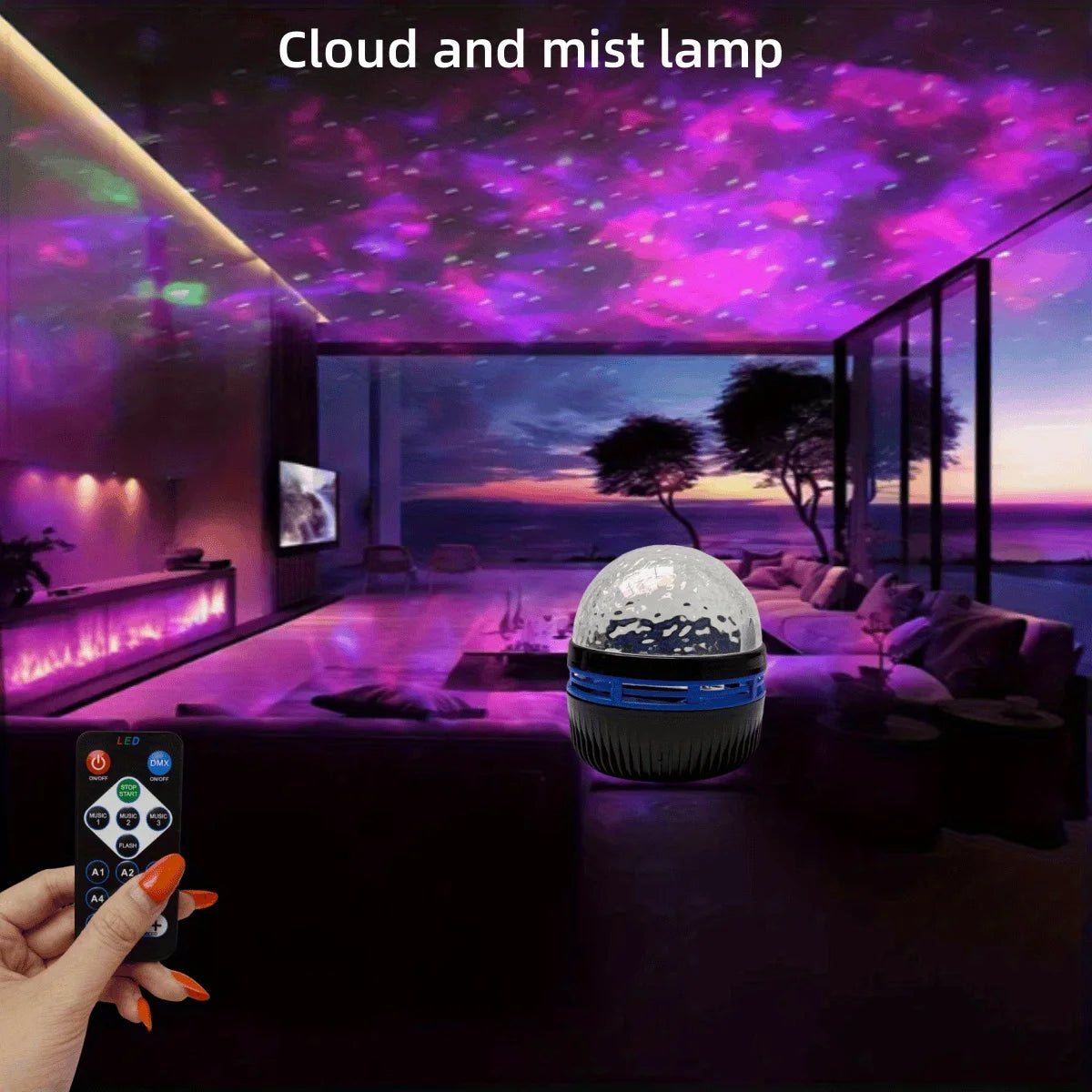 Starry Sky Galaxy Ocean Wave Projector Light USB 7Modes LED Night Lamp Auto Rotate Perfect for Home Room Party Bar Ceiling Decor