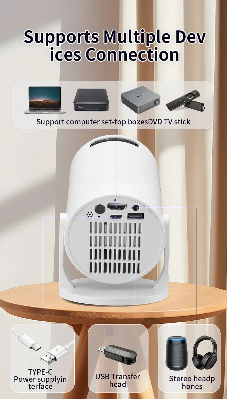 The 2026 new HY300 mini WiFi projector, with its high-definition picture quality, creates an immersive home theater experience