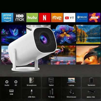 Mini Projector Support 4k and Native 1080P with Android 11, WiFi 6 & BT 5.0 Support, Airplay and Miracast Compatible