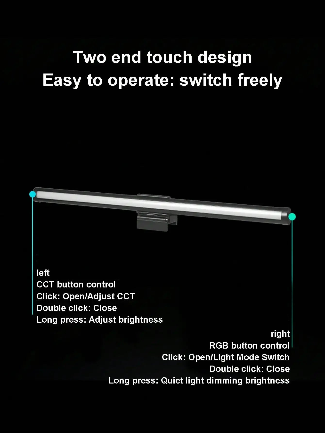 LED Desk Lamp Monitor Screen Light Bar RGB Computer Atmosphere Double sided Lights  For Work Study Read Gaming Dimming Lighting
