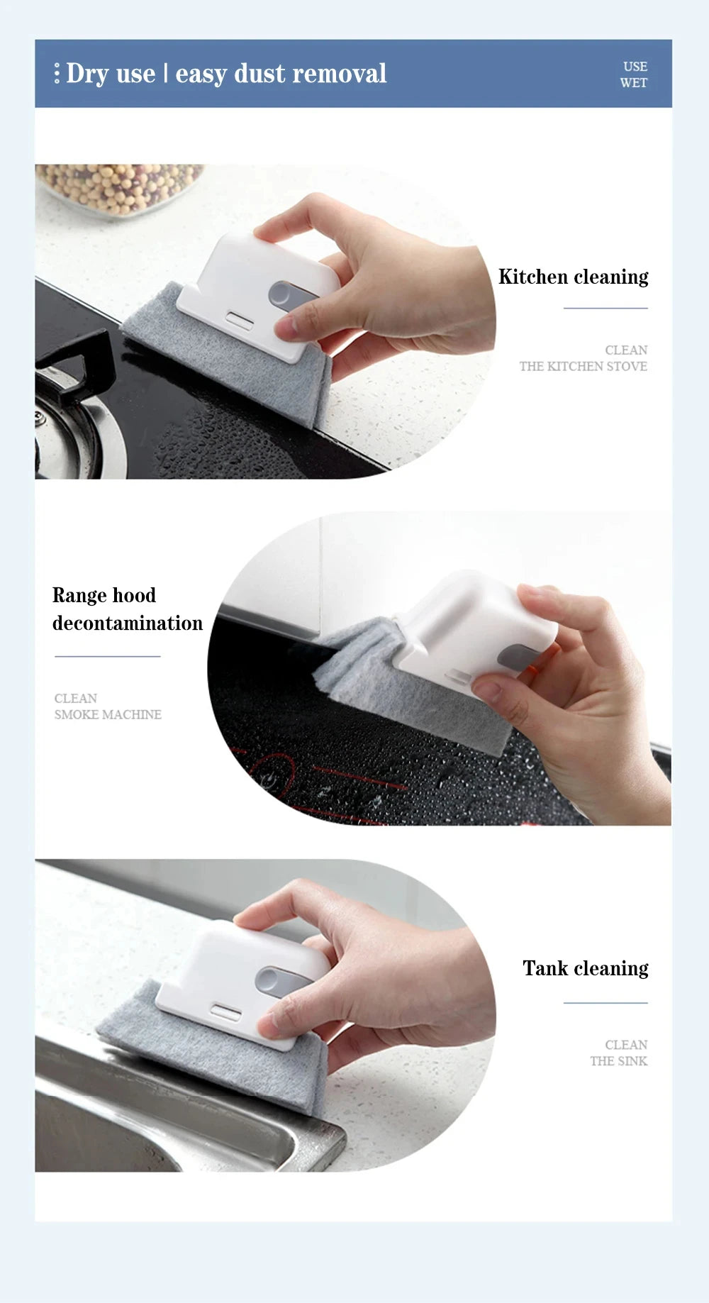 Gap Cleaning Brush, Window Recess Cleaning Brush, Kitchen Multi-function Cleaning Tool, All-purpose Gadget, Minimalist Design