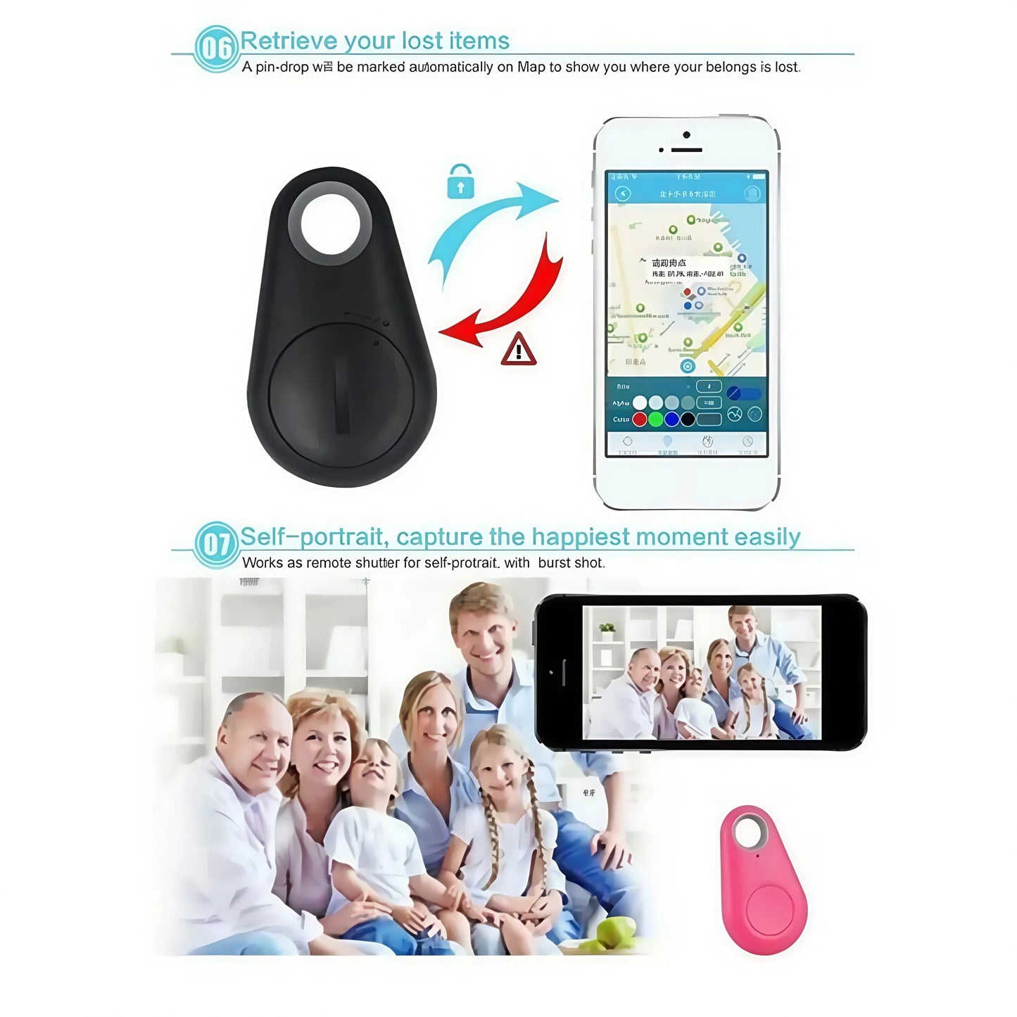 2025 Upgraded Bluetooth 5.0 Tracker-Waterproof Anti-Lost Device for Keys/Pets/Wallet/Luggage-Smart Locator with  Range&Alarm