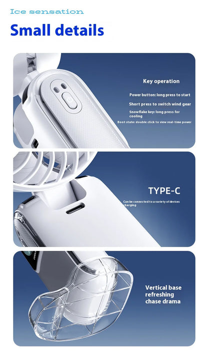 Portable Ice Cooling Fan High-Speed Digital Display Rechargeable Aromatherapy Cold Cooling Electric Fans for Office School
