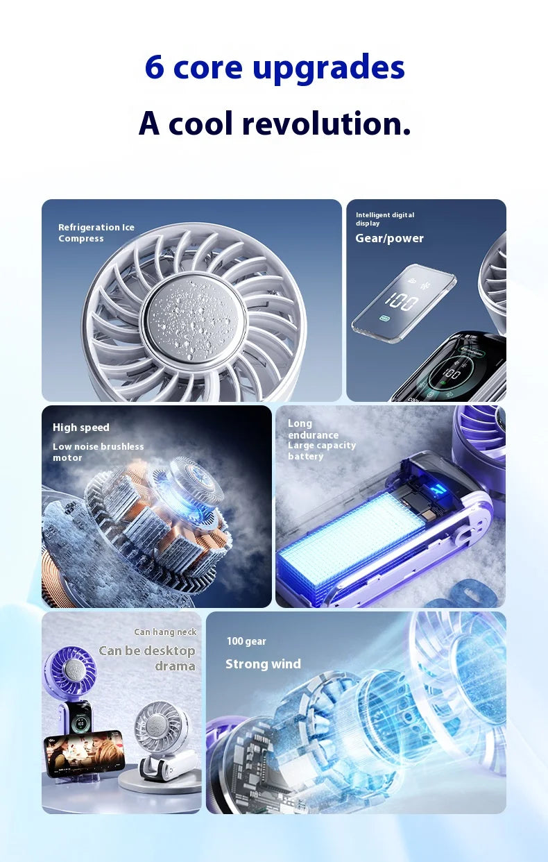 Portable Ice Cooling Fan High-Speed Digital Display Rechargeable Aromatherapy Cold Cooling Electric Fans for Office School