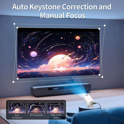 Mini Projector Support 4k and Native 1080P with Android 11, WiFi 6 & BT 5.0 Support, Airplay and Miracast Compatible
