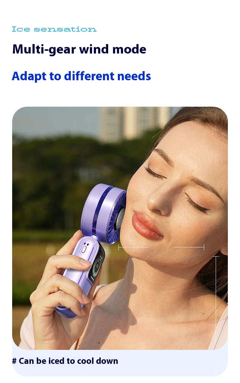 Portable Ice Cooling Fan High-Speed Digital Display Rechargeable Aromatherapy Cold Cooling Electric Fans for Office School