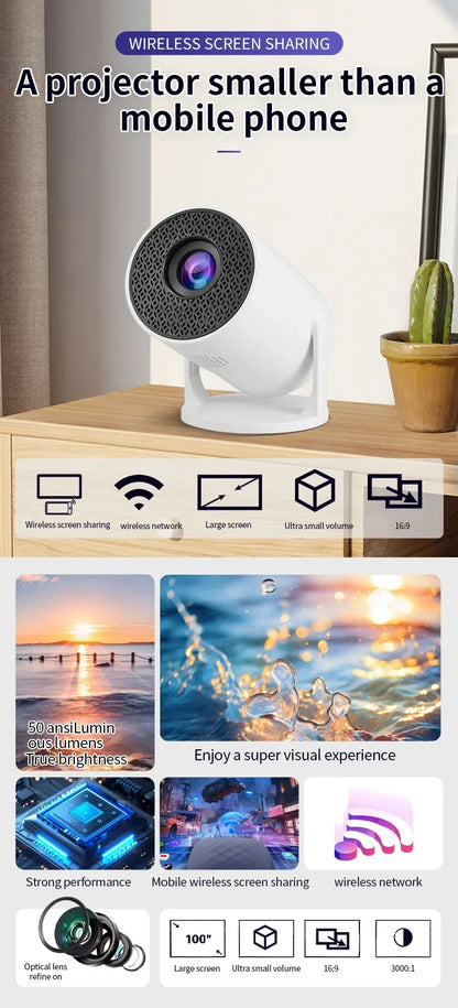 The 2026 new HY300 mini WiFi projector, with its high-definition picture quality, creates an immersive home theater experience