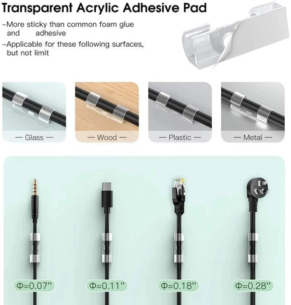 Cable Clips Organizer Drop Wire Holder Cord Management Self-Adhesive Cable Manager Fixed Clamp Wire Winder For Home Office Car