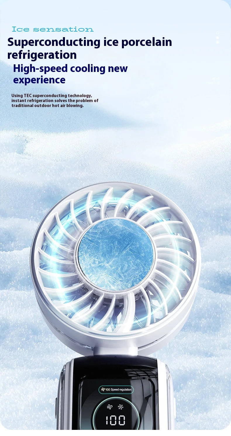 Portable Ice Cooling Fan High-Speed Digital Display Rechargeable Aromatherapy Cold Cooling Electric Fans for Office School