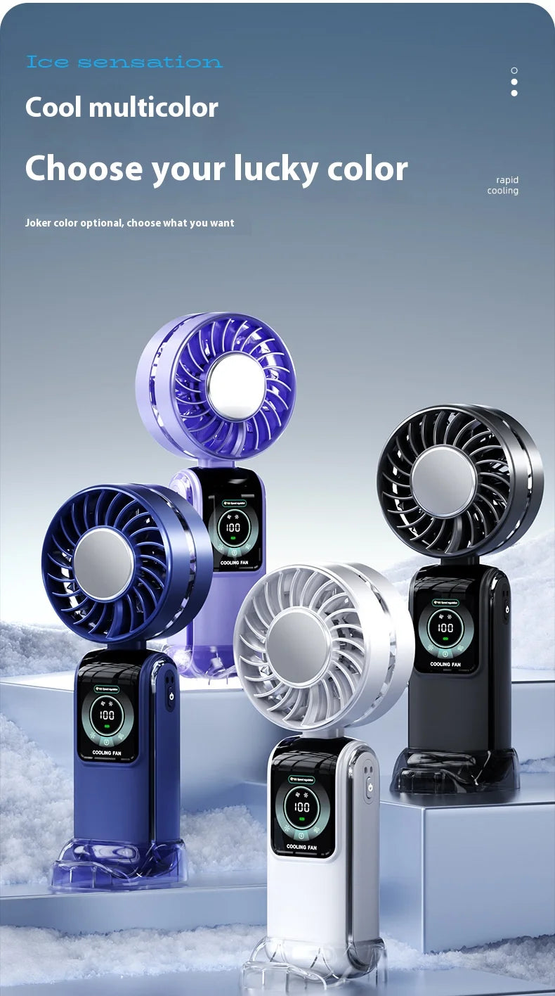 Portable Ice Cooling Fan High-Speed Digital Display Rechargeable Aromatherapy Cold Cooling Electric Fans for Office School