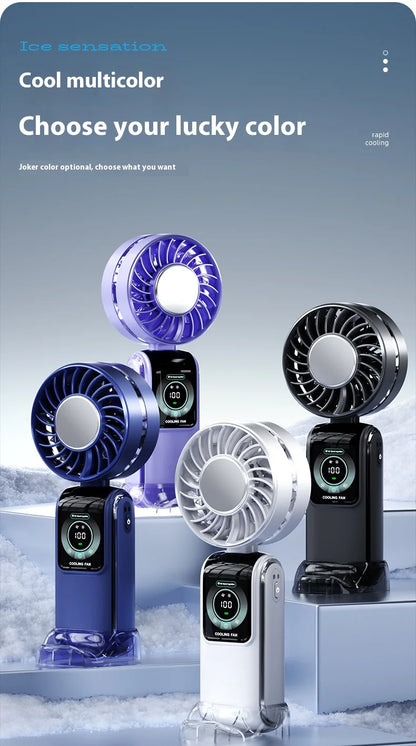 Portable Ice Cooling Fan High-Speed Digital Display Rechargeable Aromatherapy Cold Cooling Electric Fans for Office School