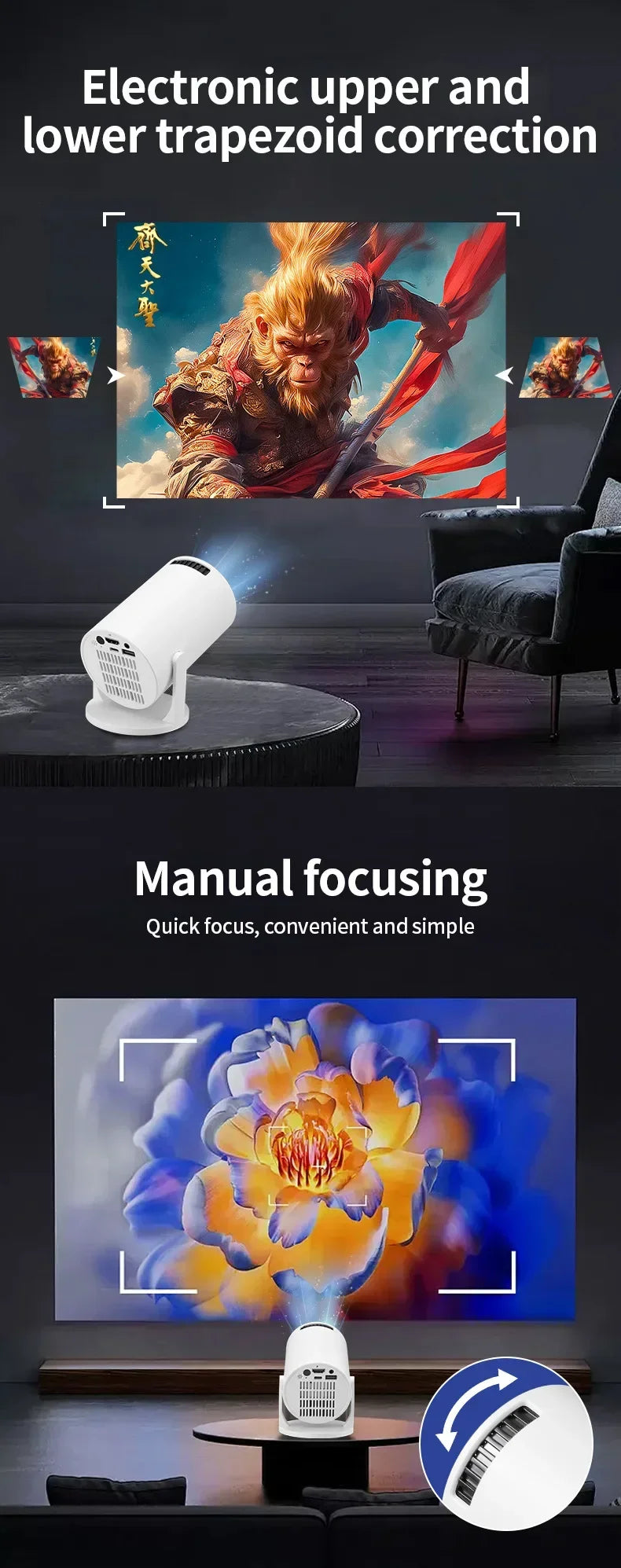 The 2026 new HY300 mini WiFi projector, with its high-definition picture quality, creates an immersive home theater experience