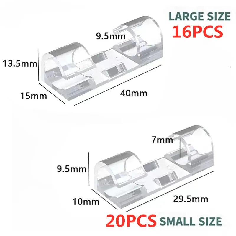 Cable Clips Organizer Drop Wire Holder Cord Management Self-Adhesive Cable Manager Fixed Clamp Wire Winder For Home Office Car
