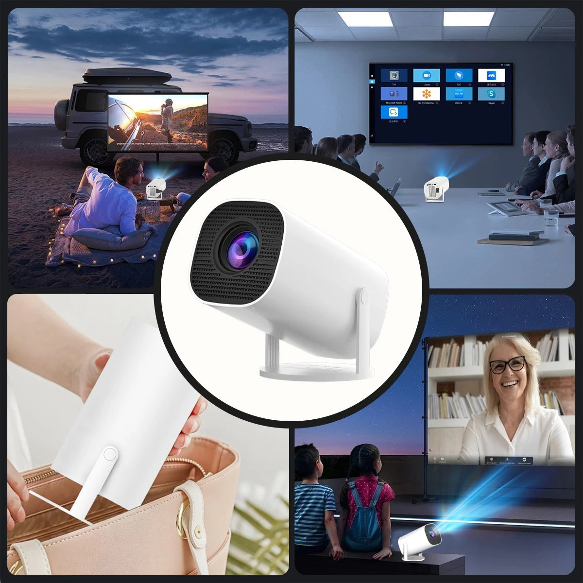 Mini Projector Support 4k and Native 1080P with Android 11, WiFi 6 & BT 5.0 Support, Airplay and Miracast Compatible